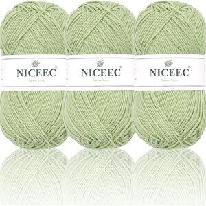 NICEEC 3 Skeins Soft Cotton Yarn, 5Ply, Cotton Blend, Soft & Sturdy